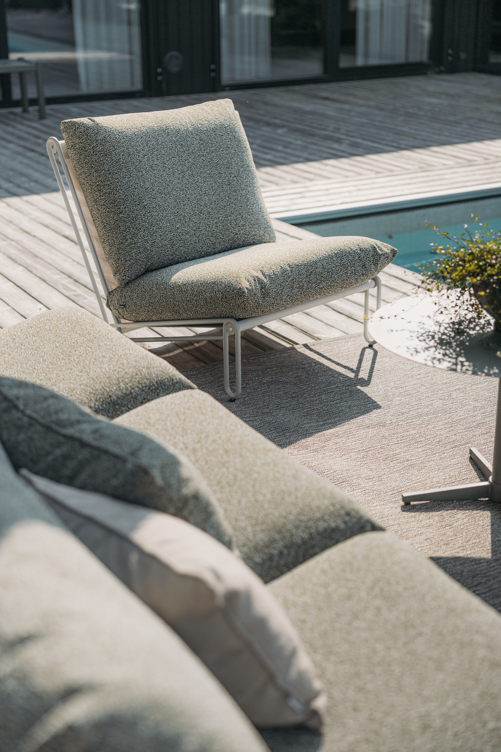 Blixt loungefåtölj Light Grey/Teddy Verde