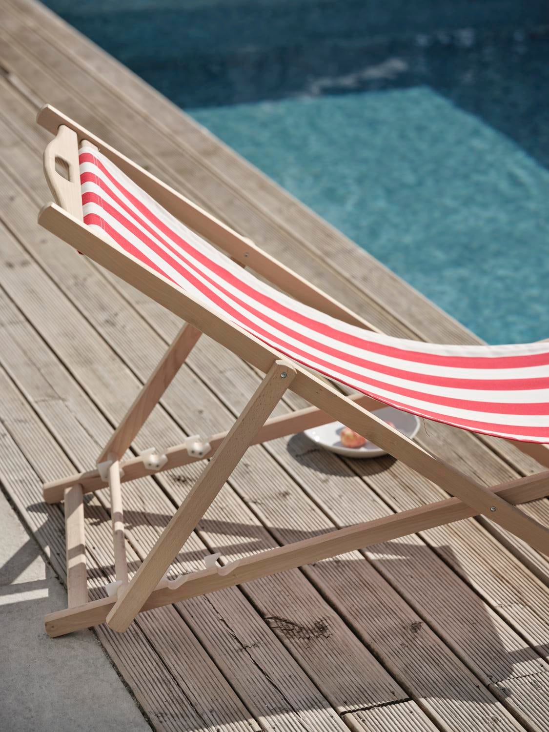 Dingla strandstol Natur/Röd-Vit