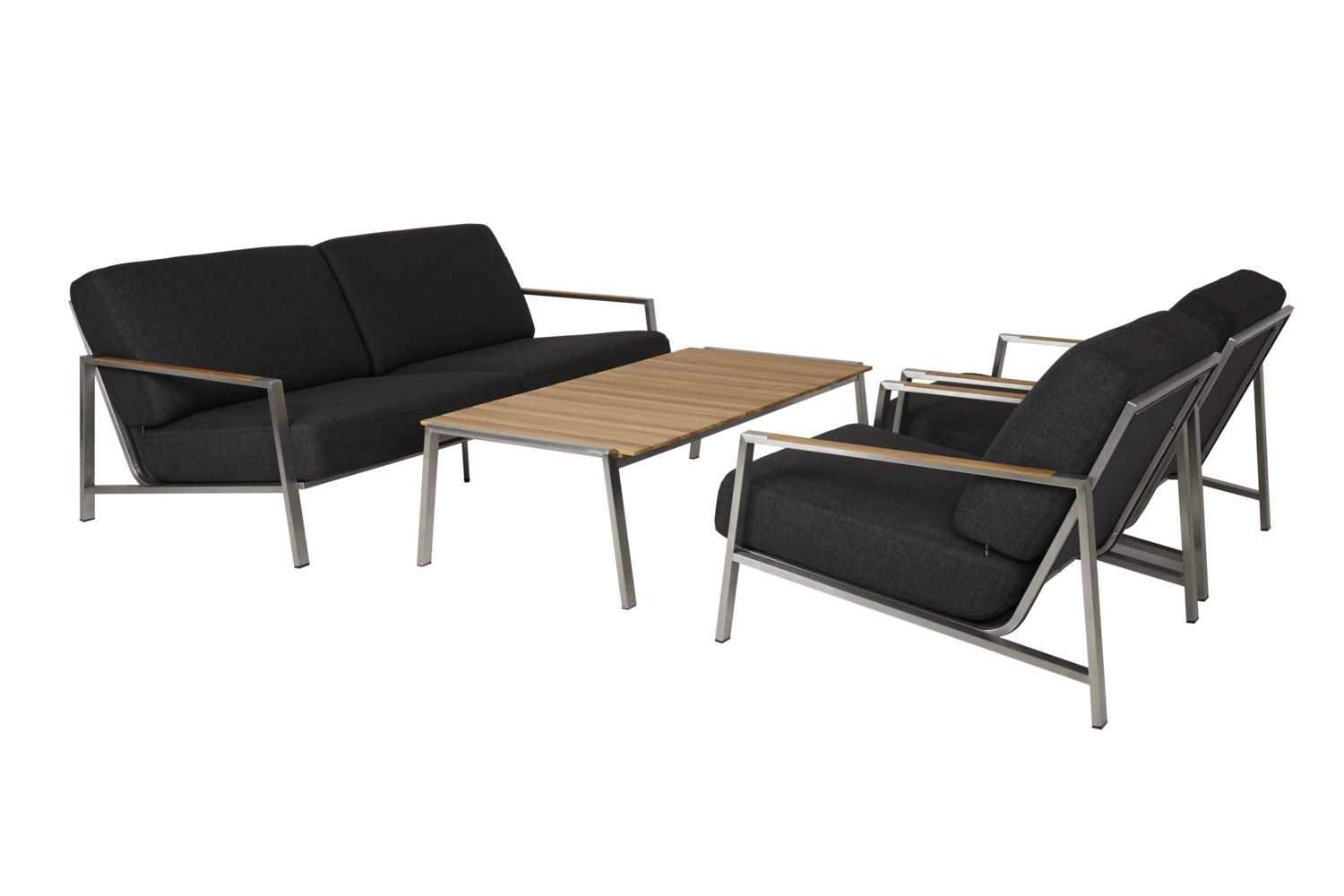 Naos 2,5-sits soffa Rostfritt stål/Nearly black