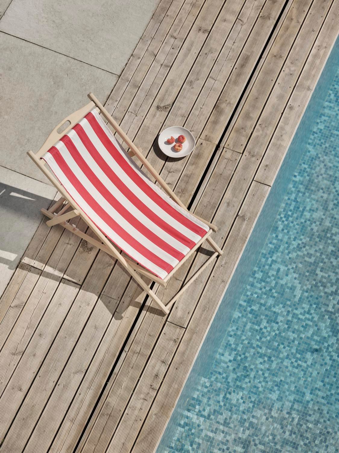 Dingla strandstol Natur/Röd-Vit