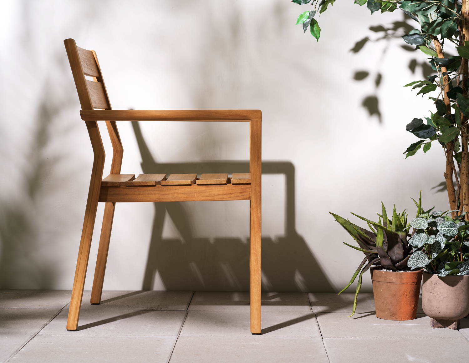 Delia Teak karmstol Natur