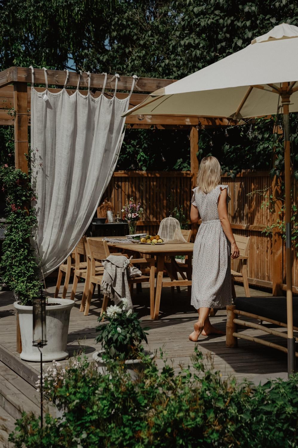 Trieste parasoll Natur/Off-White